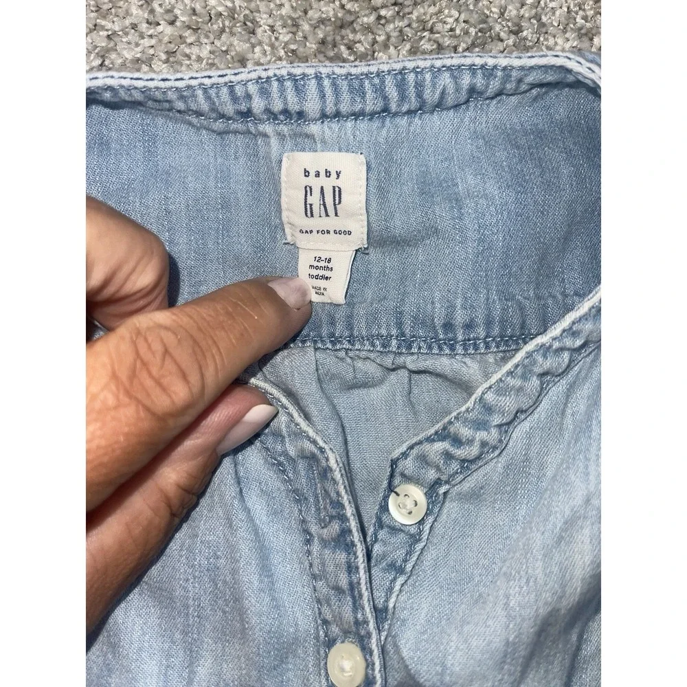 Baby Gap Chambray Jean Short Romper Girls 12-18 Months